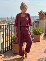Dorinda Hughes | Ensemble trois pièces en lin mélangé, rose poudré