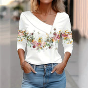 Phoebe Rowland | Floral Print Blouse With Asymmetric Collar
