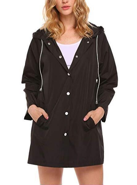 Florence Hughes | Hooded Raincoat in Classic Black