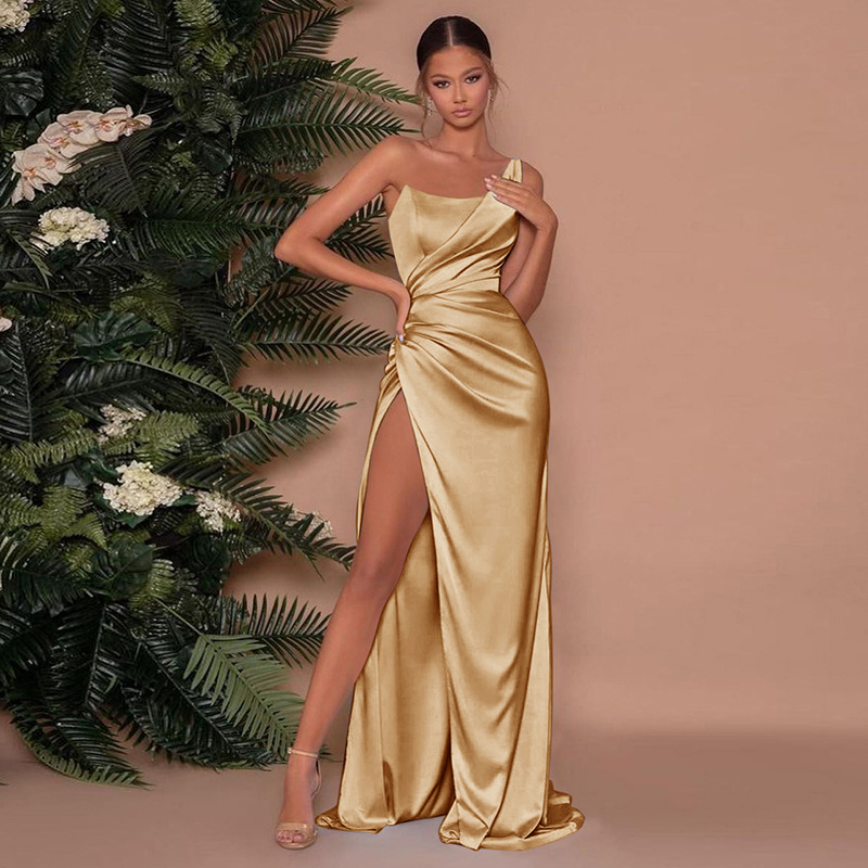 Isabella Dubois | One-Shoulder Satin Maxi Dress