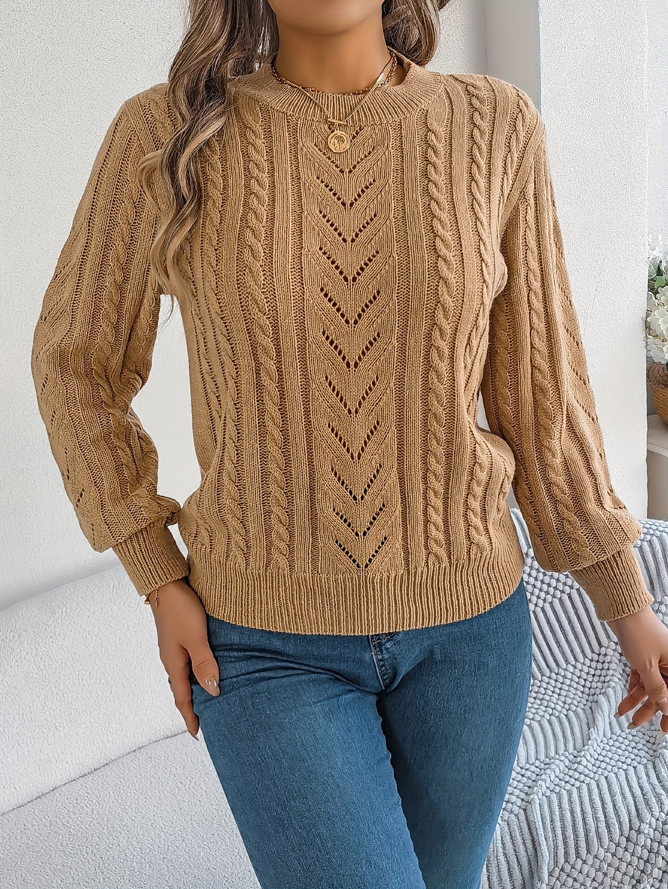 Eleanor Davies | Cable-Knit Textured Sweater