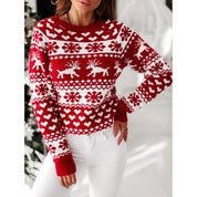 Winter Cheer | Pull de Noël à motif jacquard cerf rouge pour femmes
