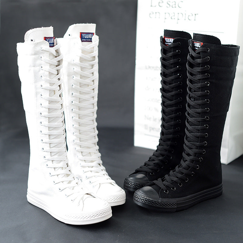 Matilda Vert | Bottes montantes en toile à lacets