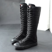 Matilda Vert | Bottes montantes en toile à lacets