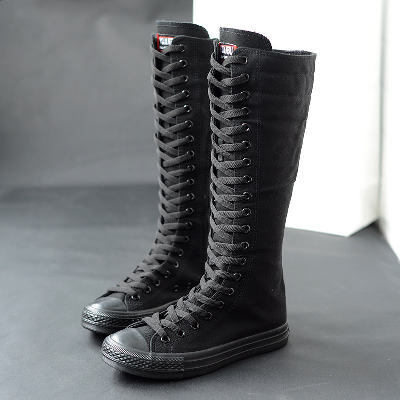 Matilda Vert | Bottes montantes en toile à lacets