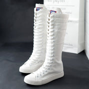 Matilda Vert | Bottes montantes en toile à lacets