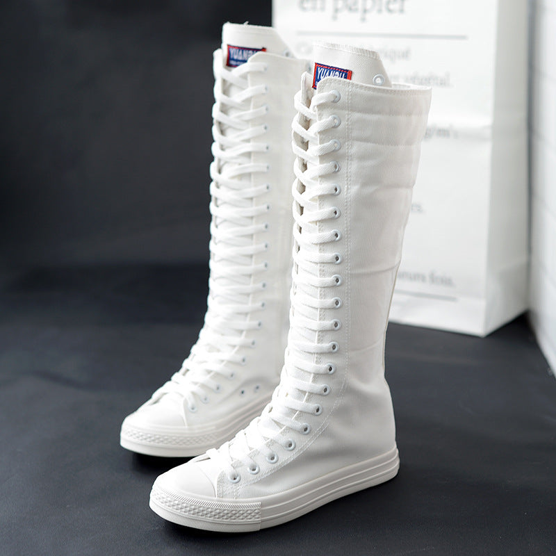 Matilda Vert | Bottes montantes en toile à lacets