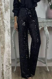 Phoebe Griffiths | Lime Sequin Wide-Leg Party Trousers