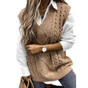 Beatrice Turner | Cable Knit V-Neck Sweater Vest