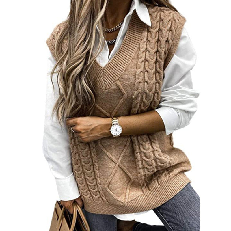 Beatrice Turner | Cable Knit V-Neck Sweater Vest