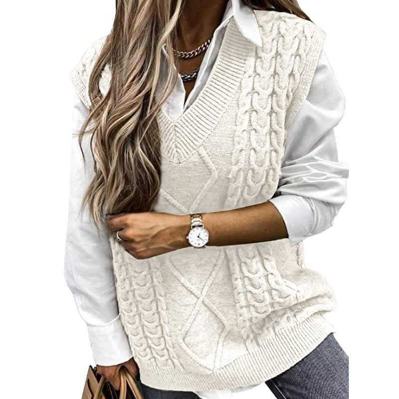 Beatrice Turner | Cable Knit V-Neck Sweater Vest