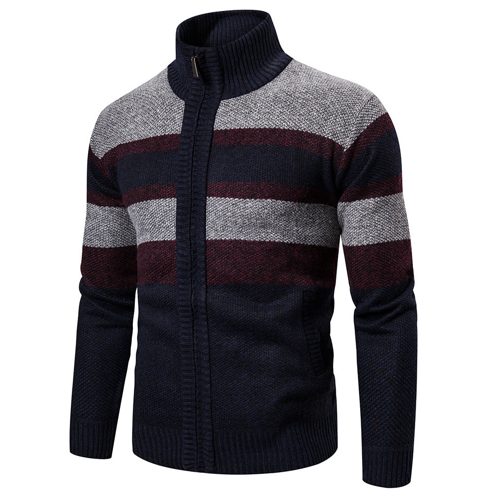 Graham Pearson | Striped Zip-Up Sweater For Men