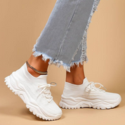 Elspeth Davies | White Knit Sock Sneakers with Chunky Sole