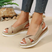 Hyacinth Stone | Open-Toe Wedge Sandals