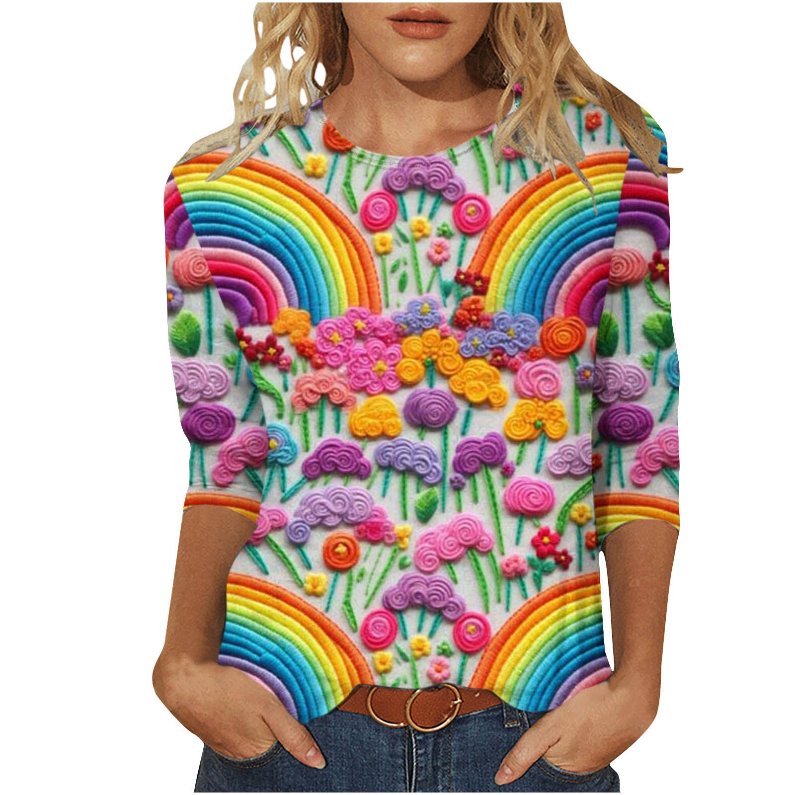 Rosie Fairbank | T-shirt z kwiatowym nadrukiem 3D