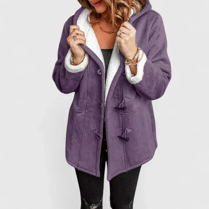 Cecily Draper | Faux Shearling Hooded Coat With Toggle Closure