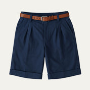 Edmund Collins | Men's Chino Shorts Double Pleat with Leather Belt