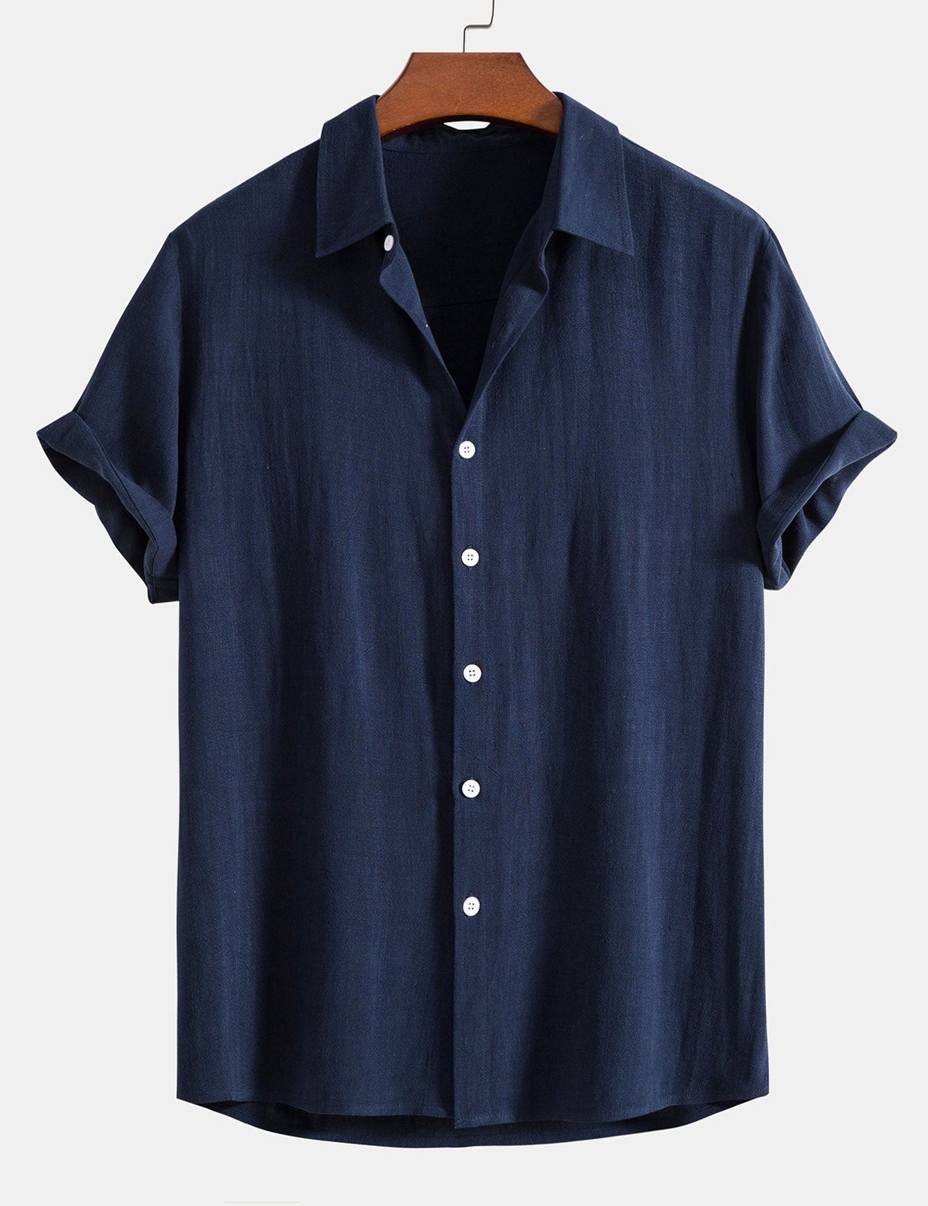 Theo Calder | Men's Linen Blend Short Sleeve Shirt in Rich Terracotta