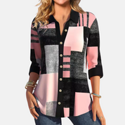Freya Mansfield | Colour Block Print Blouse With Button Detail