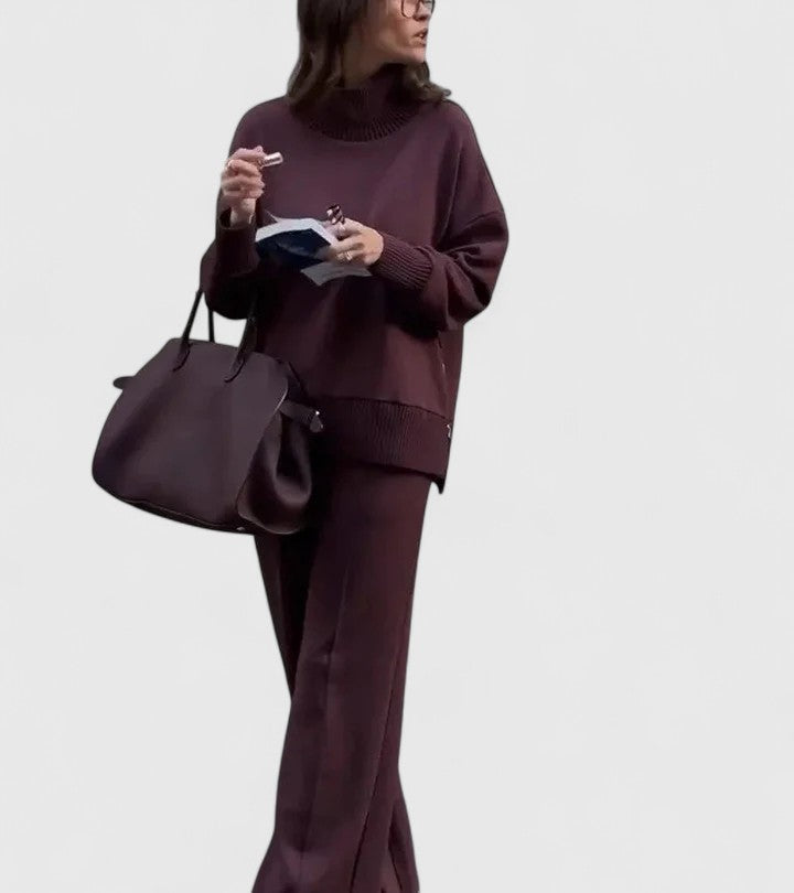 Freya Sutherland | Ensemble en maille côtelée deux pièces à col montant
