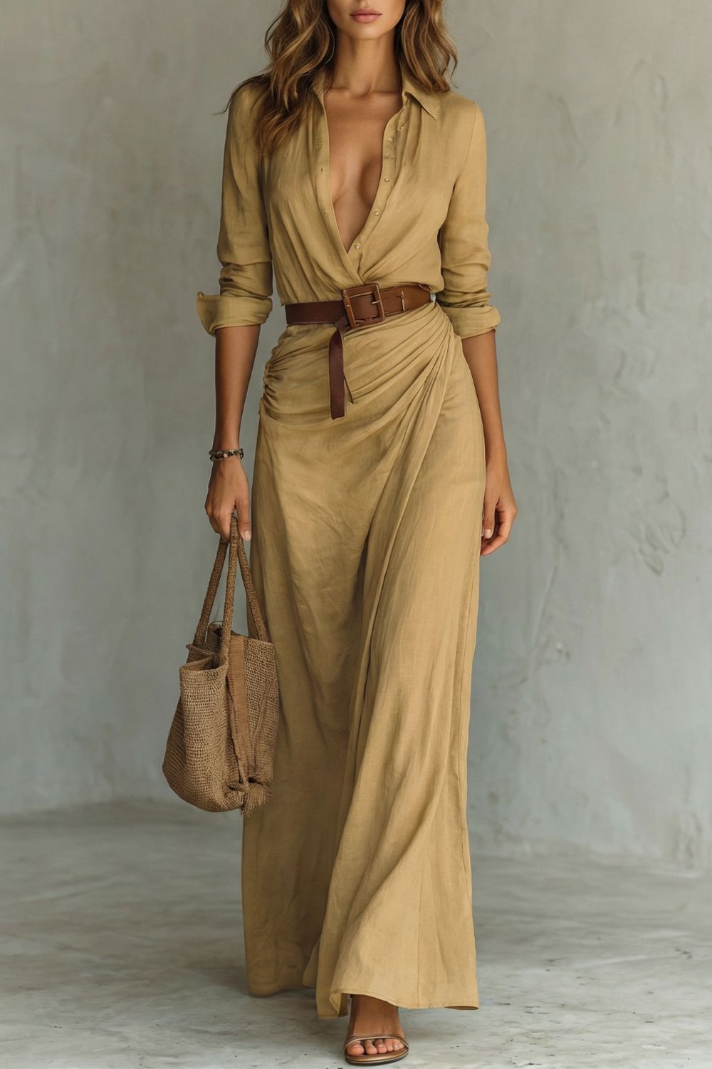 Harriet Drummond | Azura Button-Down Belted Maxi Dress