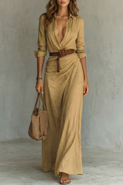 Harriet Drummond | Azura Button-Down Belted Maxi Dress