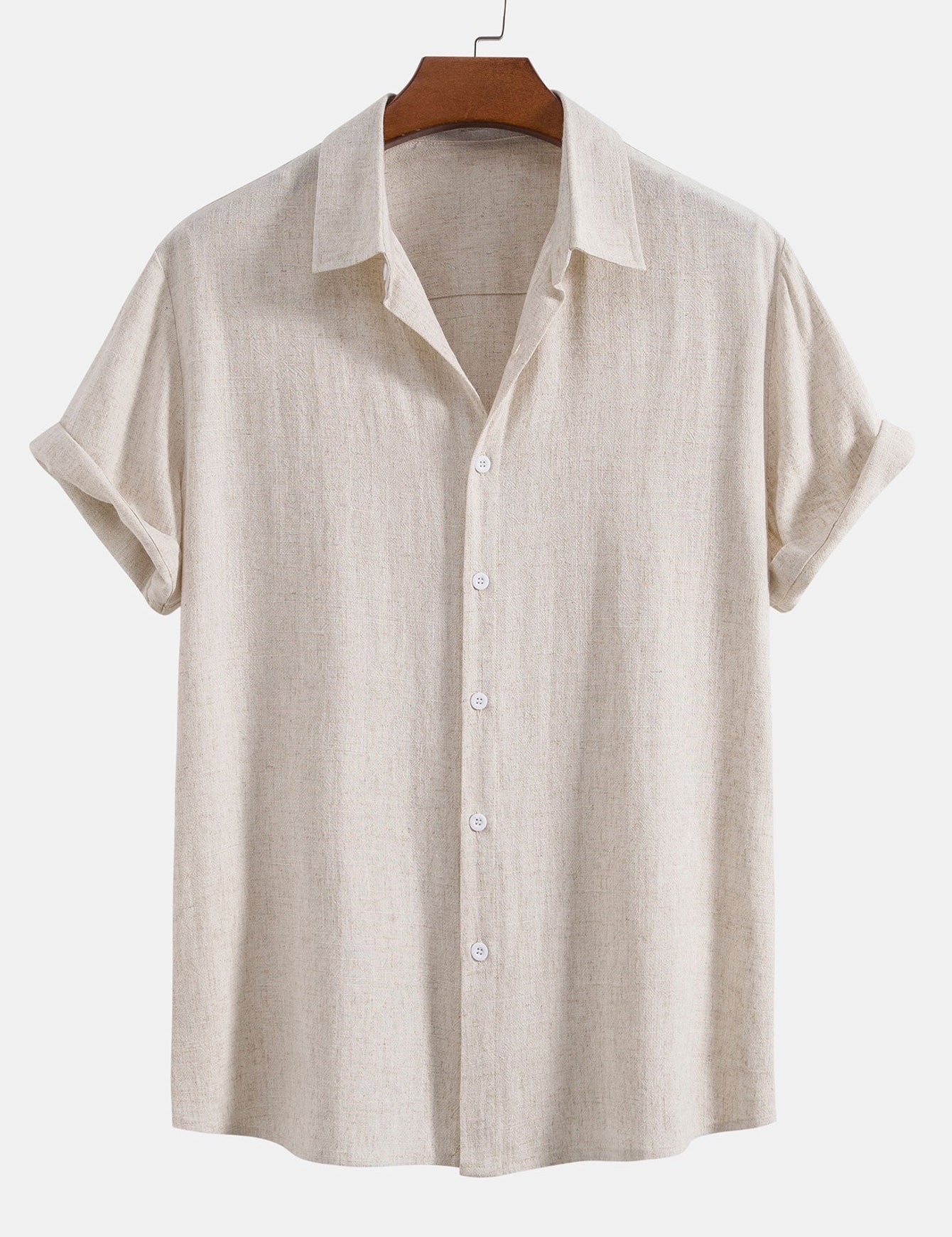 Theo Calder | Men's Linen Blend Short Sleeve Shirt in Rich Terracotta