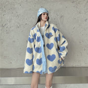 Rosie Morris | Heart Print Teddy Fleece Coat