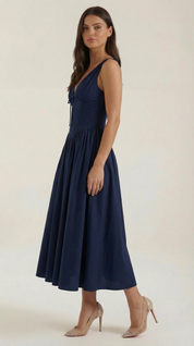 Helena Waverly | V-neck Midi Dress