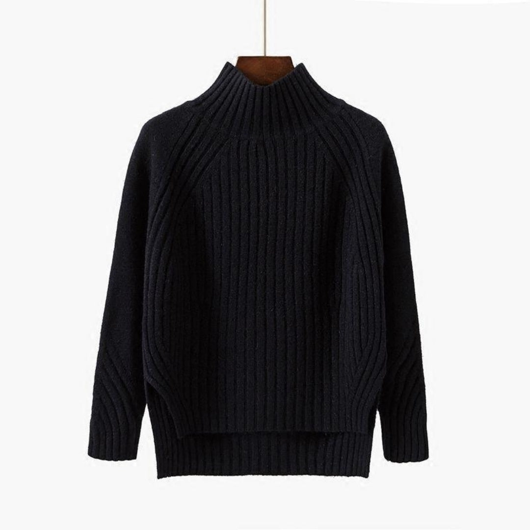 Daisy Hall | Ribbed Mock-Neck Knit Jumper