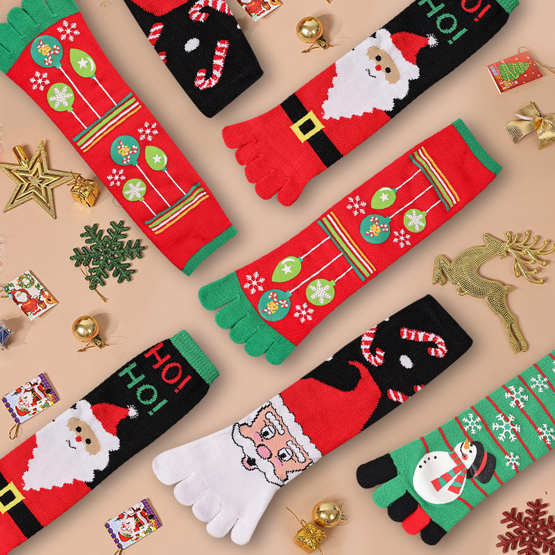 Merry Toes | Chaussettes de Noël rouges à motif de père Noël pour femmes