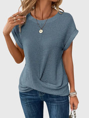 Marina Ashcombe | Waffle Knit Blouse With Crew Neck