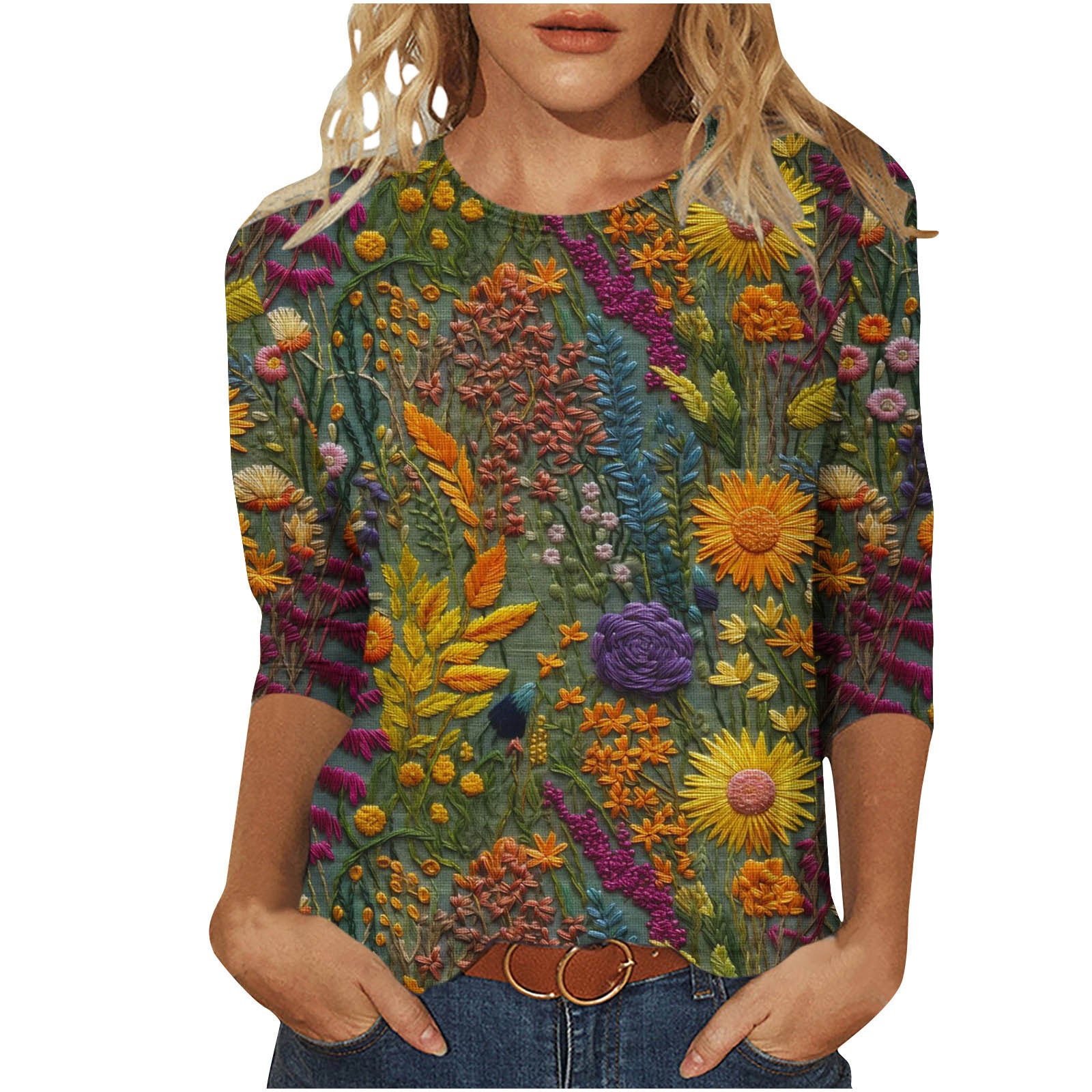 Rosie Fairbank | T-shirt z kwiatowym nadrukiem 3D