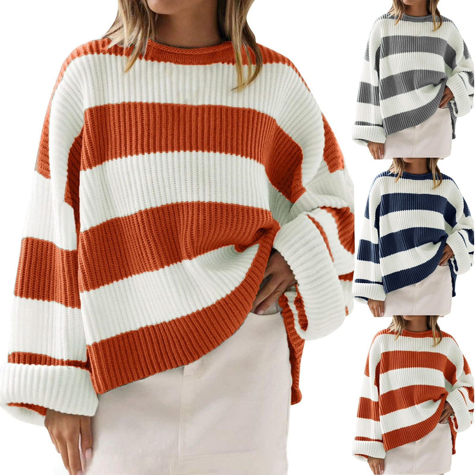 Sophie Lewis | Striped Batwing Sleeve Knit Sweater
