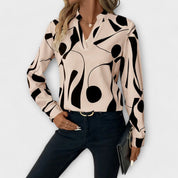 Nina Fairweather | Abstract Print Blouse With Split Neckline