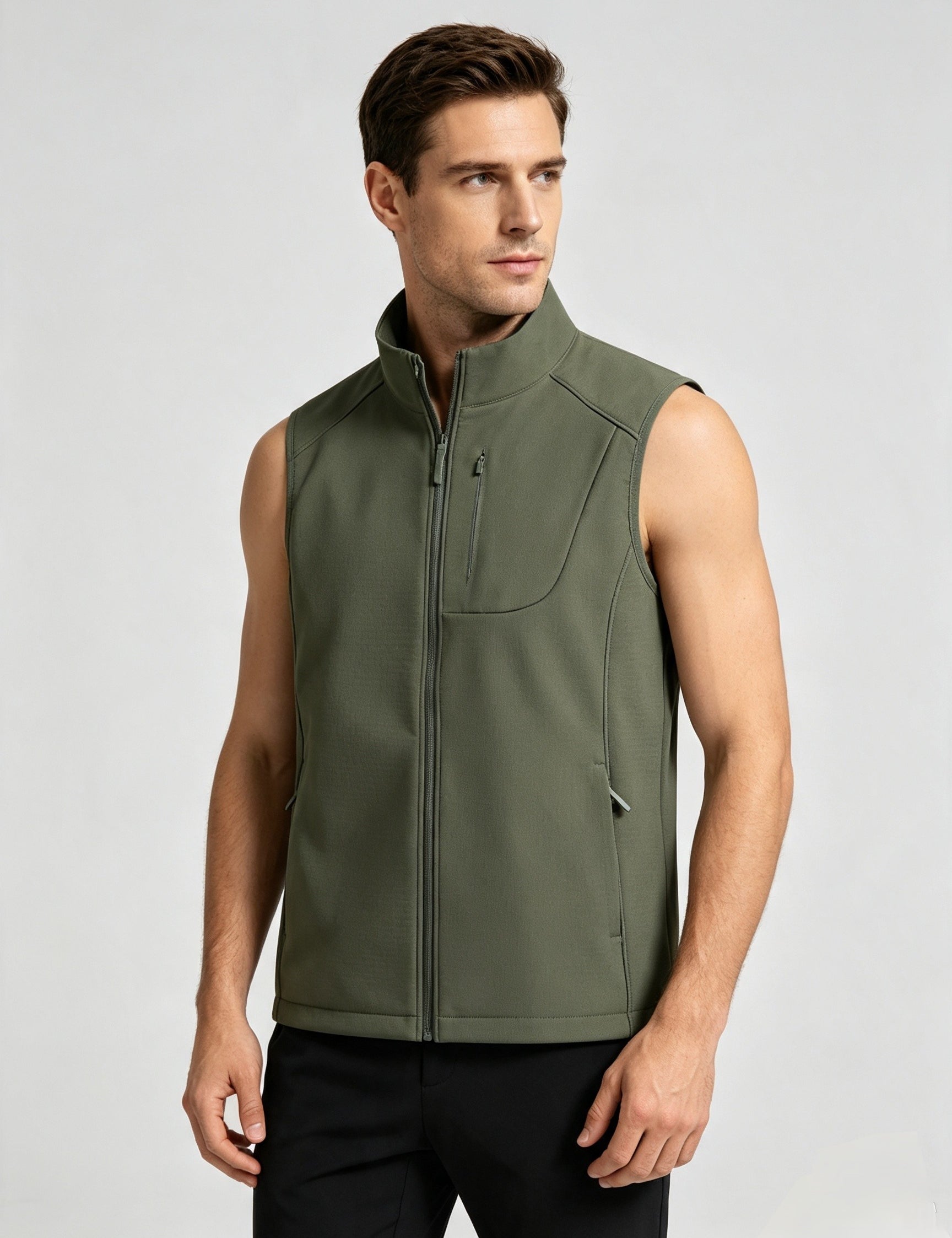 Freya Stanton | Fleece-Lined Softshell Vest in Matcha Green