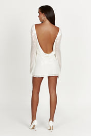 Lila Marlowe | White Sequin Open-Back Mini Dress