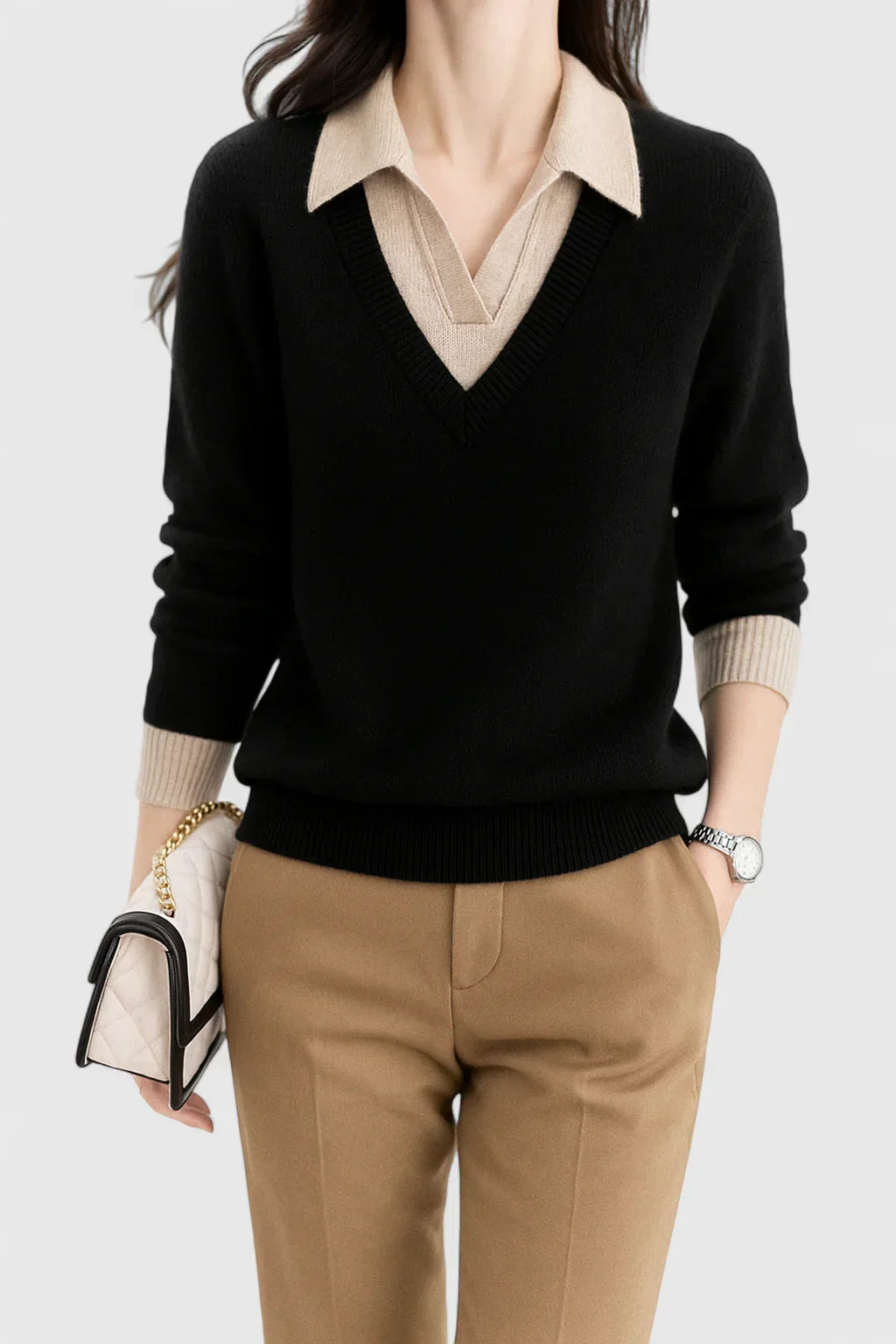 Cecily Fenton | Sweater With Contrast Collar Detail