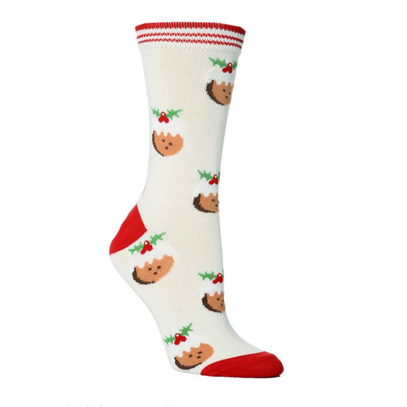 Merry Stride | Chaussettes de Noël rouges à visage de renne pour femmes