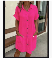 Priya Ashworth | Button-Through Cotton Gauze Shirt Dress with Pockets