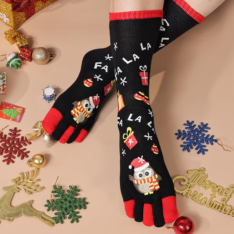 Merry Toes | Chaussettes de Noël rouges à motif de père Noël pour femmes