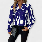 Nina Fairweather | Abstract Print Blouse With Split Neckline