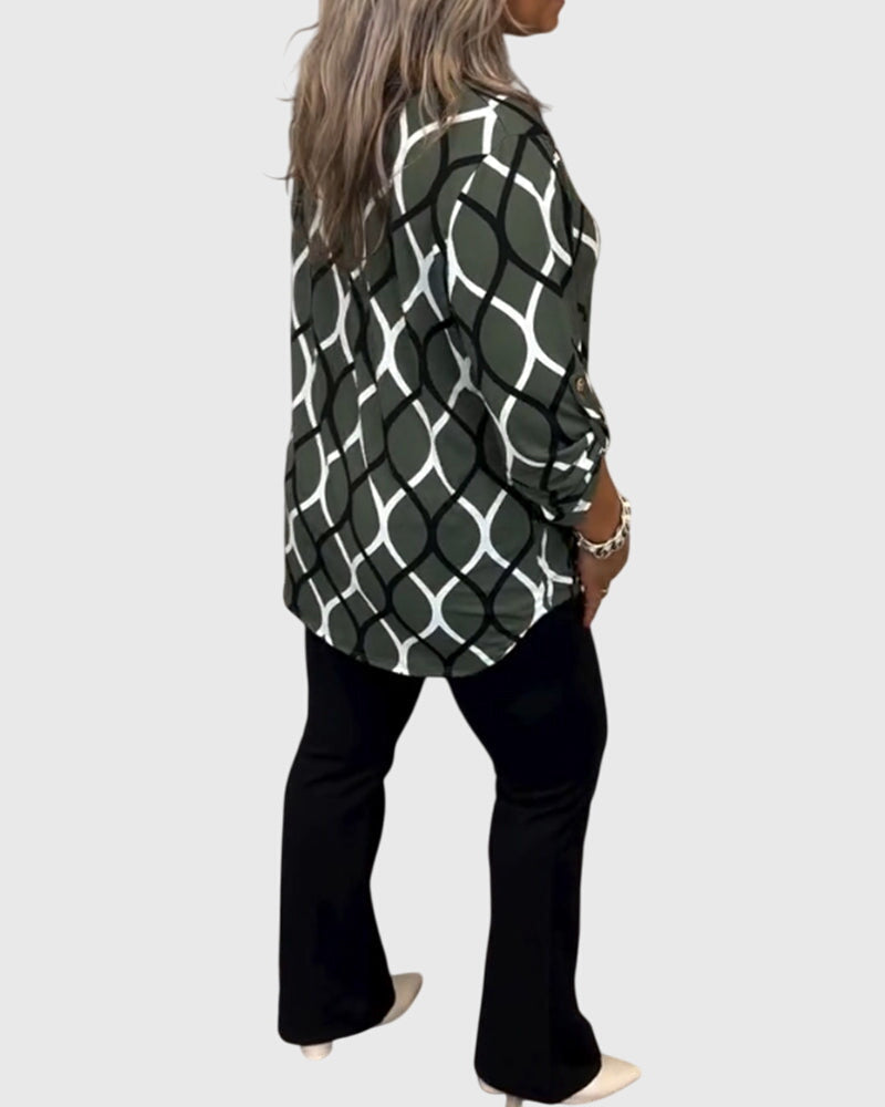 Eleanor Radley | Geometric Print Blouse With V-Neck