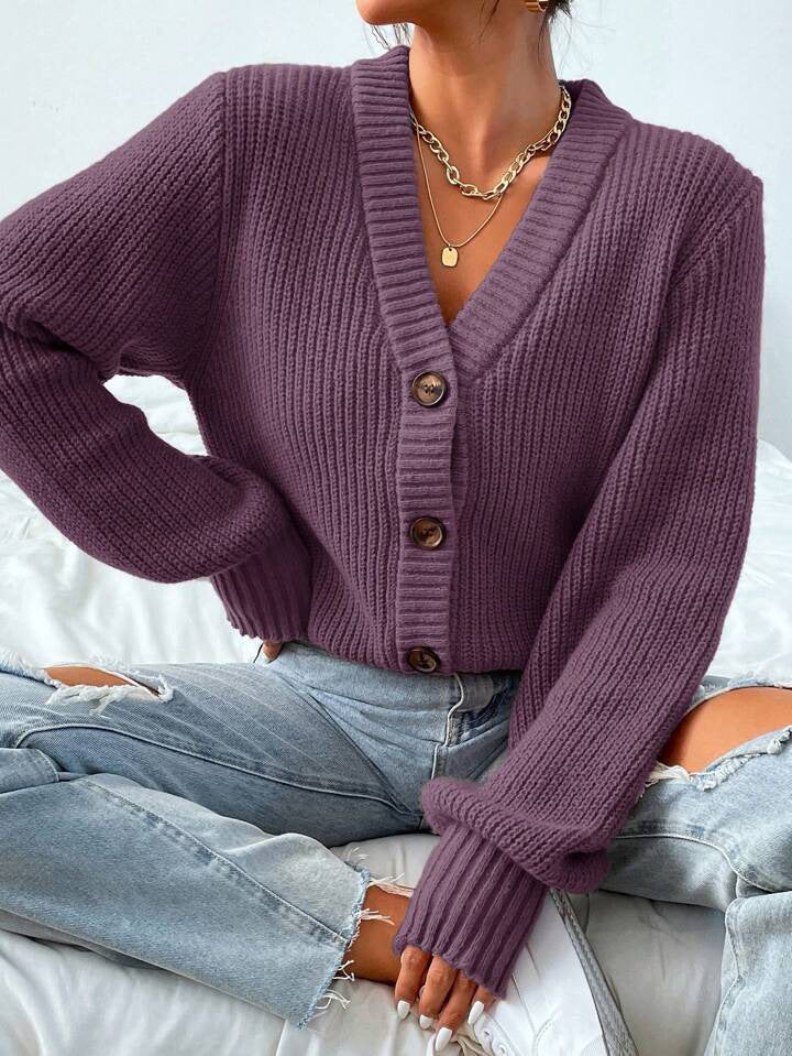 Poppy Edwards | Knitted Button-Front Cardigan
