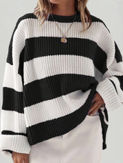 Sophie Lewis | Striped Batwing Sleeve Knit Sweater