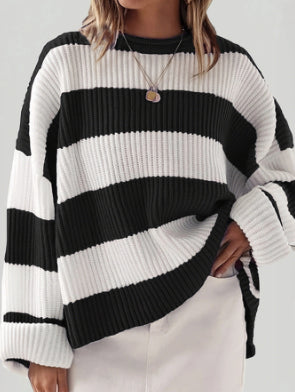 Sophie Lewis | Striped Batwing Sleeve Knit Sweater