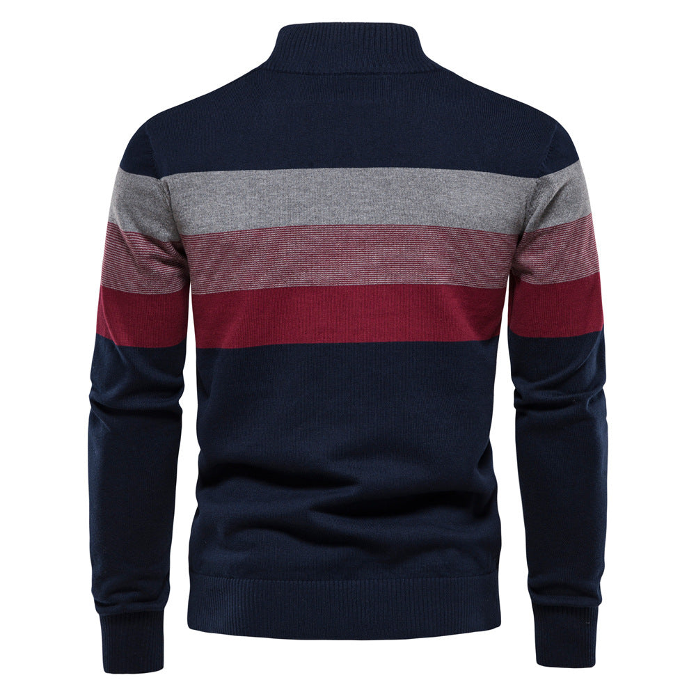 Nathan Broadbent | Pull rayé en maille à col zippé