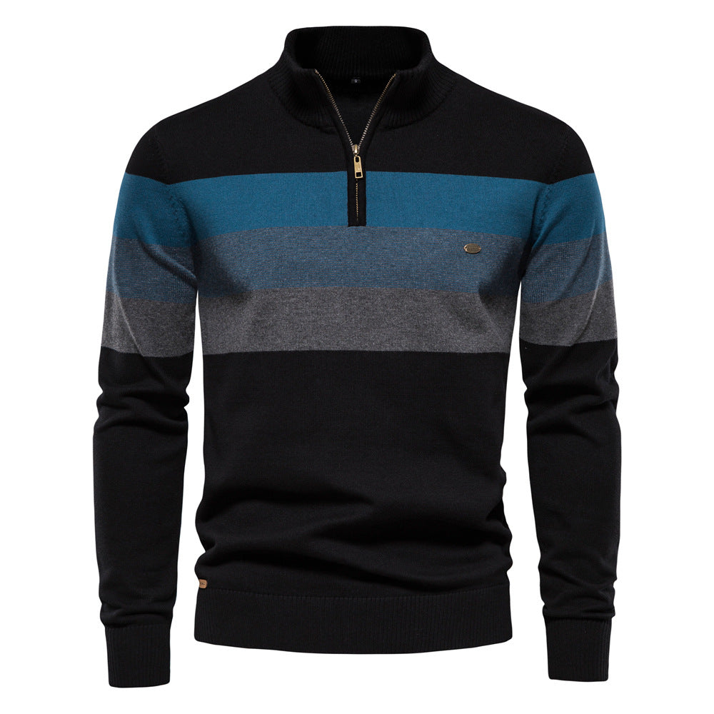 Nathan Broadbent | Pull rayé en maille à col zippé