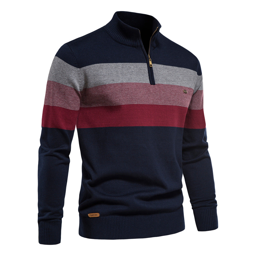Nathan Broadbent | Pull rayé en maille à col zippé
