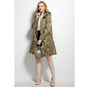 Victoria Wood | Drawstring Hem Hooded Raincoat in Navy